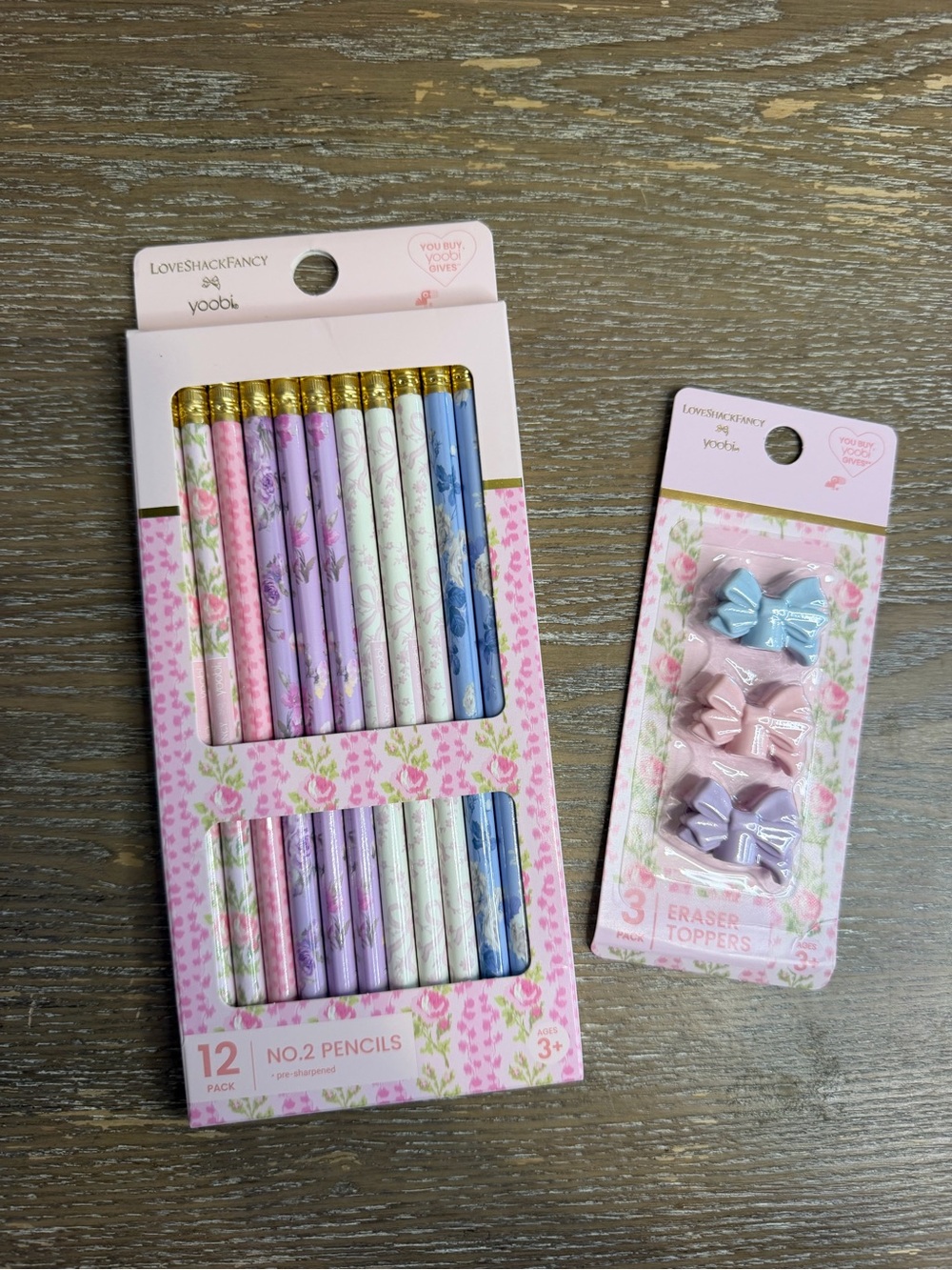 loveshackfancy x Target pencils & Bow Pencil Eraser Tops